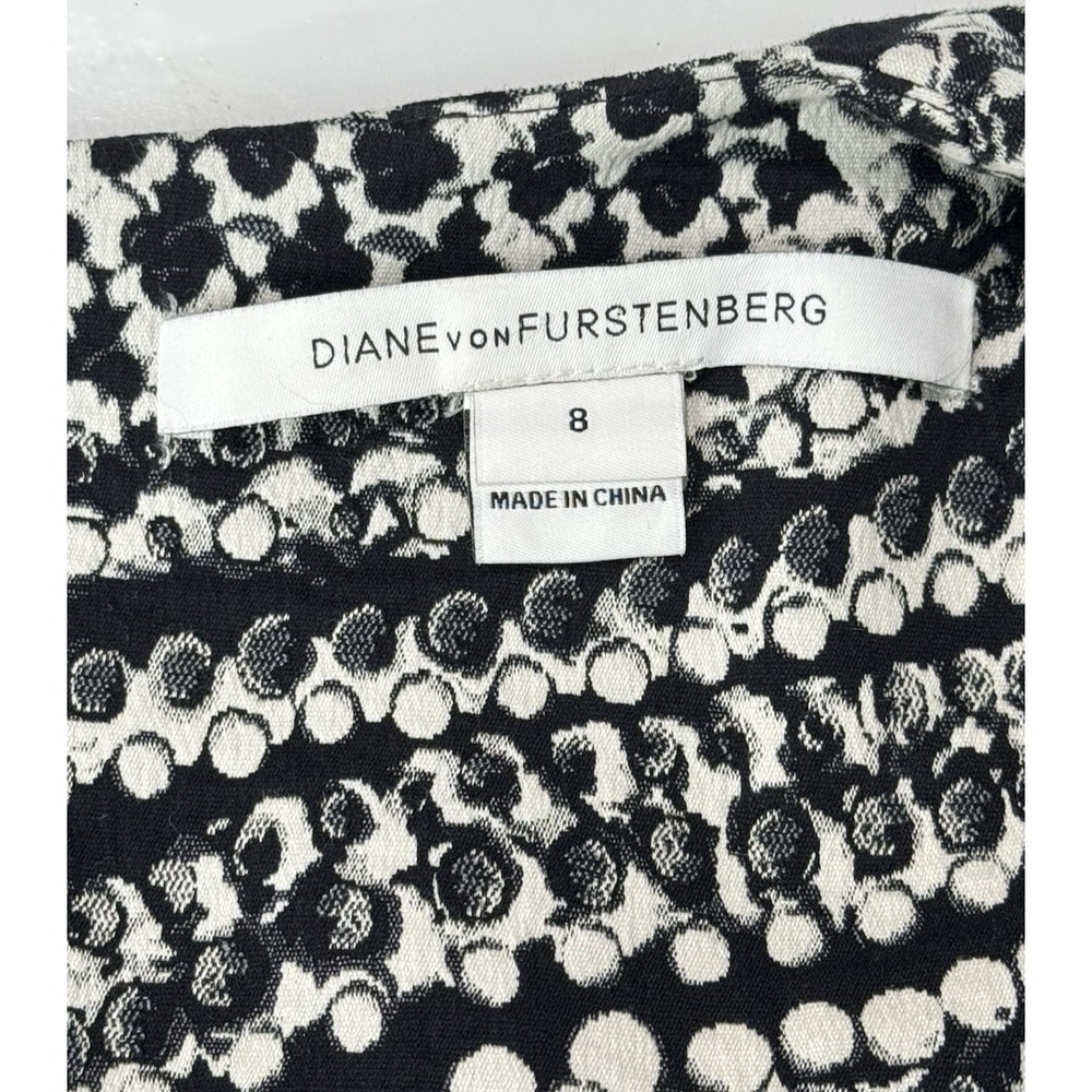 Diane von Furstenberg Pentra Sheath Dress Black White Size 8 Cocktail - Picture 6 of 10
